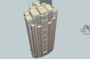 Classical 18-Story High-Rise Residential Building SketchUp Model-BIM WORLD