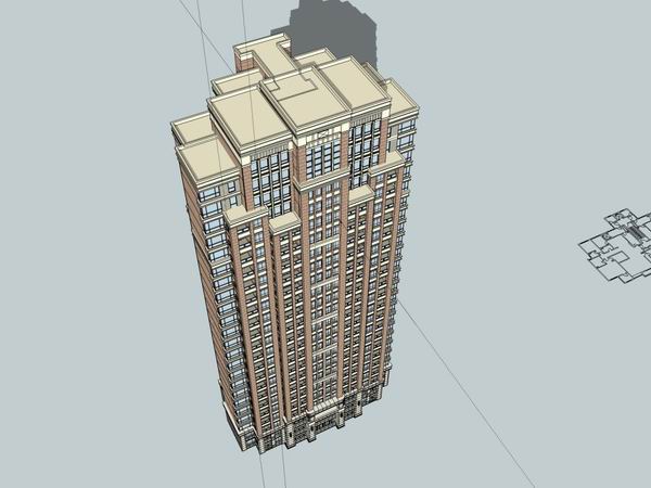 Classical 18-Story High-Rise Residential Building SketchUp Model