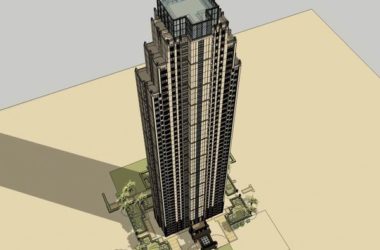 Modern 45-Story High-Rise Residential Building SketchUp Model-BIM WORLD