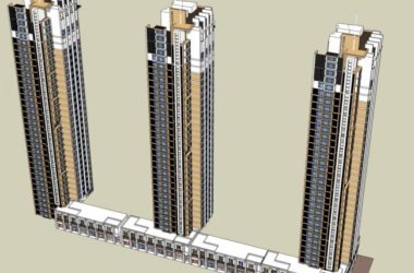 Modern 33-Story High-Rise Residential Building with Ground-Floor Commercial Space – SketchUp Model-BIM WORLD