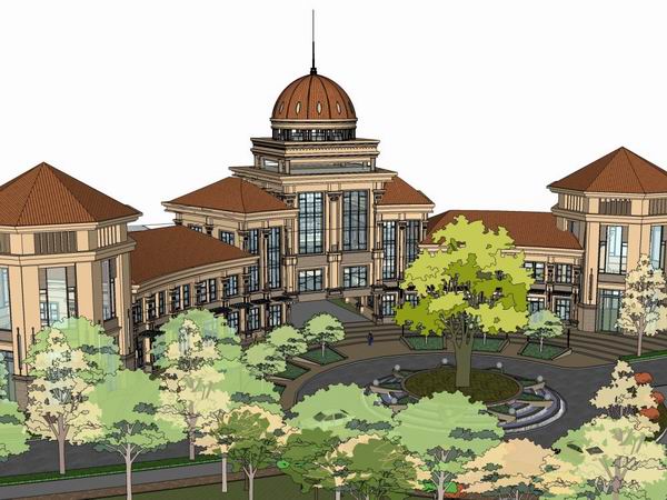 Classical Landscape Design for Residential Entrances and Clubhouses | SketchUp Model