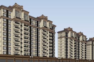 SketchUp Residential Design: Classical-Style High-Rise Apartments with Ground-Level Commercial Spaces-BIM WORLD