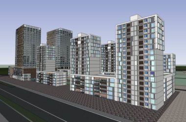 Modern 19-Story High-Rise Residential Building with Street-Level Commercial Spaces in SketchUp-BIM WORLD