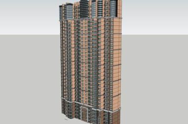 Modern 25-Story High-Rise Residential Building SketchUp Model-BIM WORLD