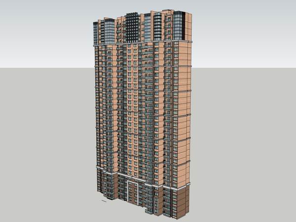 Modern 25-Story High-Rise Residential Building SketchUp Model