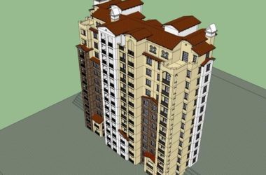 SketchUp Residential Model: 13-Story Classical High-Rise Building-BIM WORLD