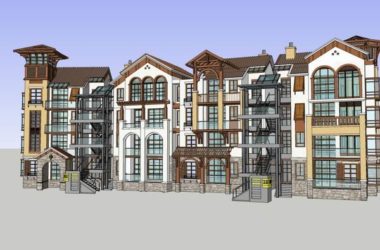 SketchUp Model: Classical 4-Story Multi-Unit Row House-BIM WORLD