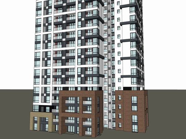 Modern 33-Story High-Rise Residential Building SketchUp Model