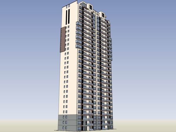 SketchUp Model: 27-Story Classical High-Rise Residential Building