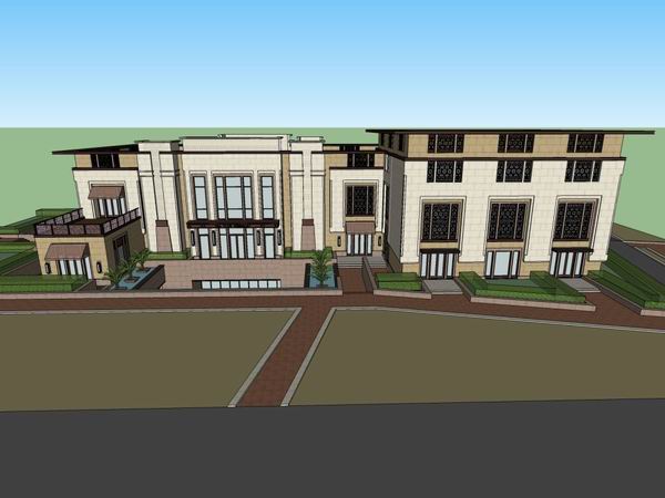 SketchUp Residential Design: Multi-Story Home with Modern Clubhouse