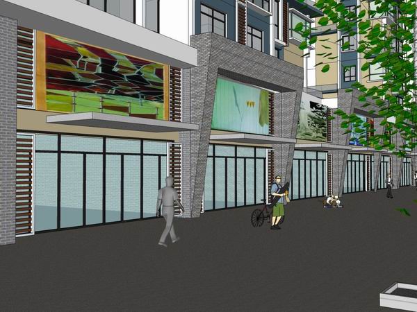 Modern High-Rise Residential Building with Ground Floor Commercial Space - SketchUp Model