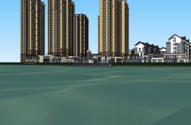 Classical-Style Multi-Story Residential Complex SketchUp Model-BIM WORLD