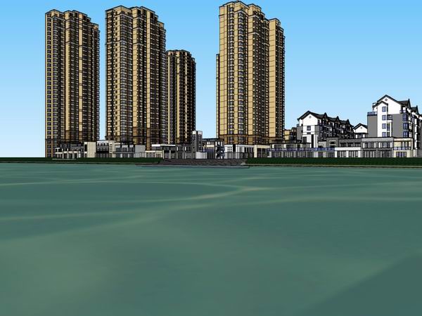 Classical-Style Multi-Story Residential Complex SketchUp Model