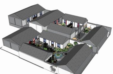 Modern Multi-Story Courtyard Residence in Chinese Style | SketchUp Residential Model-BIM WORLD