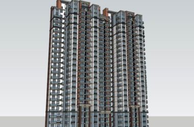Modern 24-Story High-Rise Residential Building SketchUp Model-BIM WORLD
