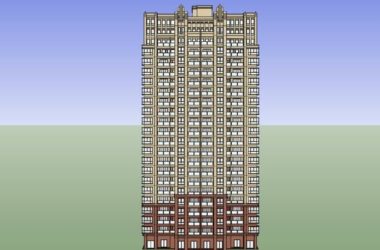 SketchUp Model of a 23-Story Classical High-Rise Residential Building-BIM WORLD