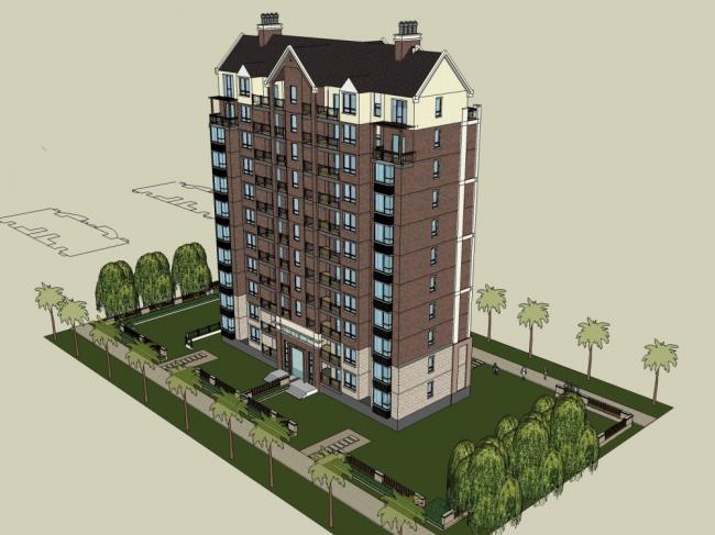 SketchUp Model of an 11-Story Classical High-Rise Residential Building