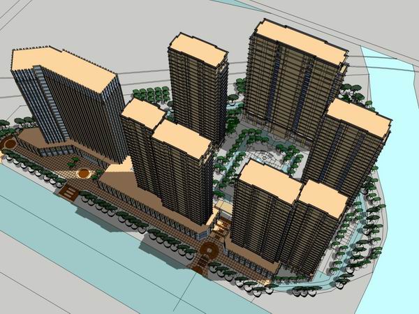 Modern 28-Story High-Rise Residential Building | SketchUp Model