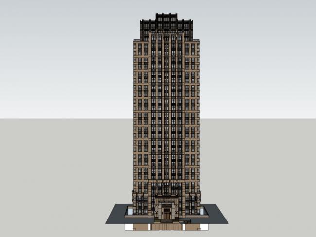 Classical 30-Story High-Rise Residential Building SketchUp Model