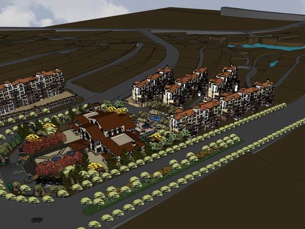 SketchUp Residential Model: Multi-Story Classical Style Home and Sales Office