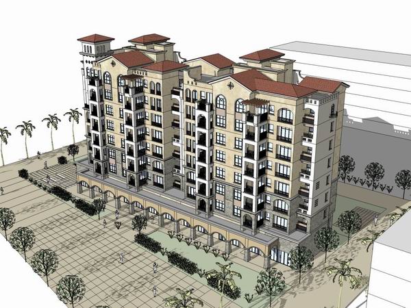 Classical Multi-Story Residential Model in SketchUp