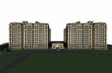 Modern 12-Story High-Rise Residential Building SketchUp Model with Simple European Design-BIM WORLD