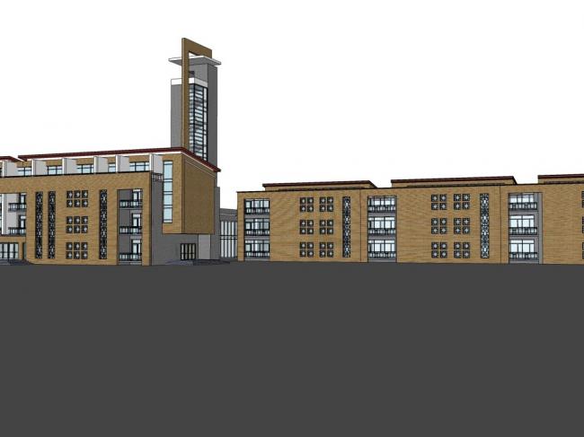 Modern Multi-Story Military Academy Campus Buildings | SketchUp School Model