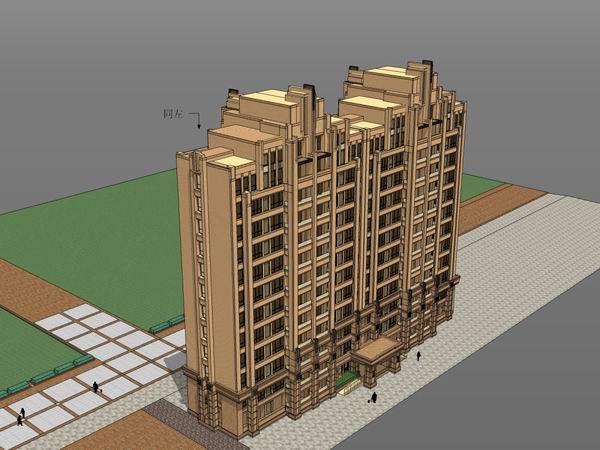 SketchUp Model: 13-Story Classical High-Rise Residential Building