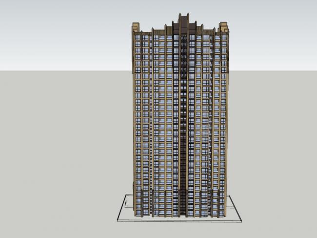 SketchUp Model of a 29-Story Classical High-Rise Residential Building