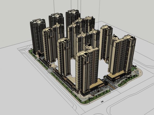 Modern 31-Story High-Rise Residential Building SketchUp Model