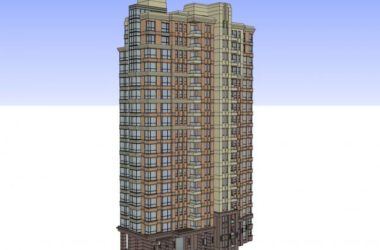 Classical 18-Story High-Rise Residential Building SketchUp Model-BIM WORLD