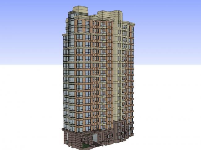 Classical 18-Story High-Rise Residential Building SketchUp Model