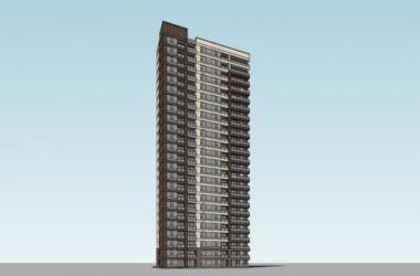 Modern 24-Story High-Rise Residential Building SketchUp Model-BIM WORLD