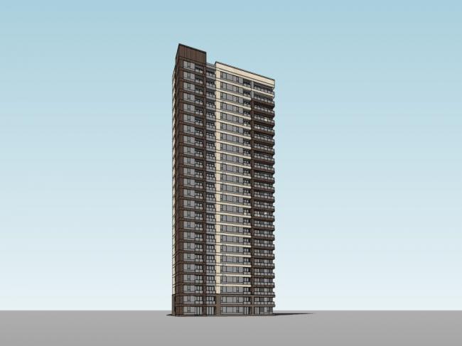 Modern 24-Story High-Rise Residential Building SketchUp Model