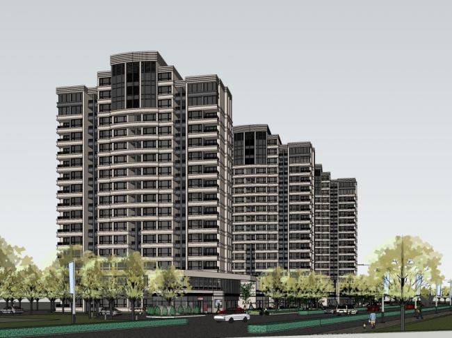 Modern High-Rise Residential Buildings with Ground-Level Shops | SketchUp Model