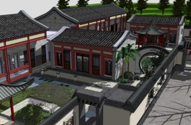 SketchUp Residential Model: Multi-Story Courtyard Inspired by Traditional Huizhou Chinese Architecture-BIM WORLD