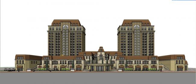 SketchUp Residential Model: High-Rise Living, Street-Level Retail, Commercial Apartments, and Classic Design