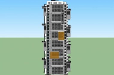 Modern 24-Story High-Rise Residential Building SketchUp Model-BIM WORLD