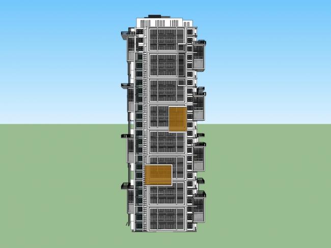 Modern 24-Story High-Rise Residential Building SketchUp Model