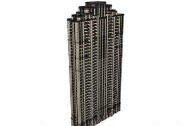 SketchUp Residential Model: Classic 40-Story High-Rise Apartment Building-BIM WORLD