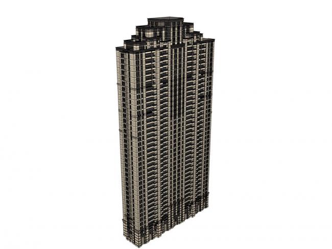 SketchUp Residential Model: Classic 40-Story High-Rise Apartment Building