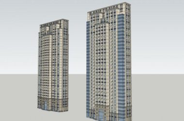 SketchUp Model of a Modern 33-Story High-Rise Residential Building-BIM WORLD