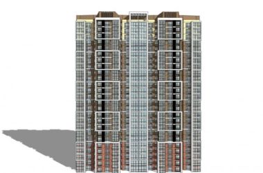 Modern 25-Story High-Rise Residential Building SketchUp Model-BIM WORLD