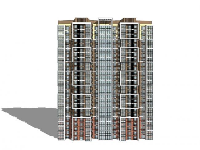 Modern 25-Story High-Rise Residential Building SketchUp Model