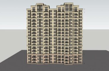 Modern 18-Story High-Rise Residential Building Sketchup Model-BIM WORLD