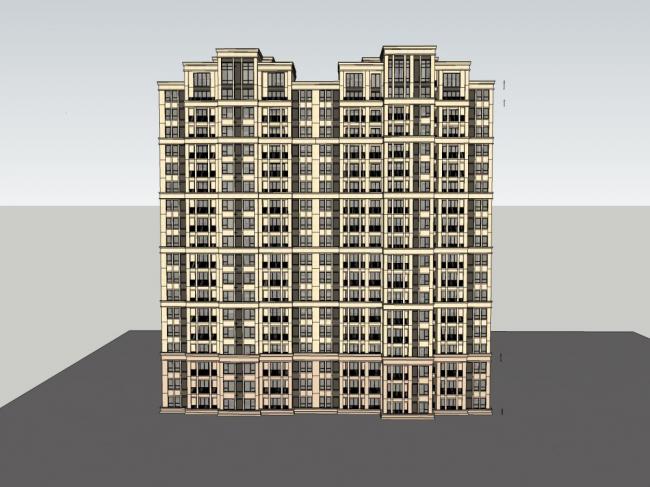 Modern 18-Story High-Rise Residential Building Sketchup Model