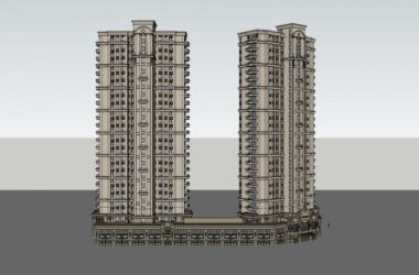 SketchUp Model: 27-Story Classical High-Rise with Commercial Podium Floor-BIM WORLD