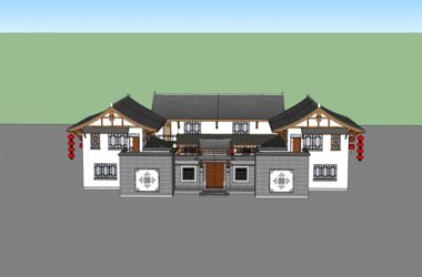 SketchUp Residential Design | Multi-Story Chinese-Style Courtyard Home-BIM WORLD