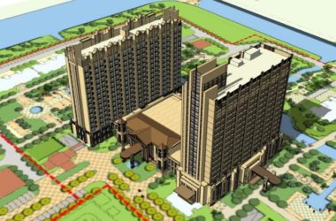 SketchUp Model of a 15-Story Classical High-Rise Residential Building with Clubhouse-BIM WORLD