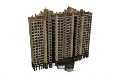 Classical 18-Story High-Rise Residential Building SketchUp Model-BIM WORLD